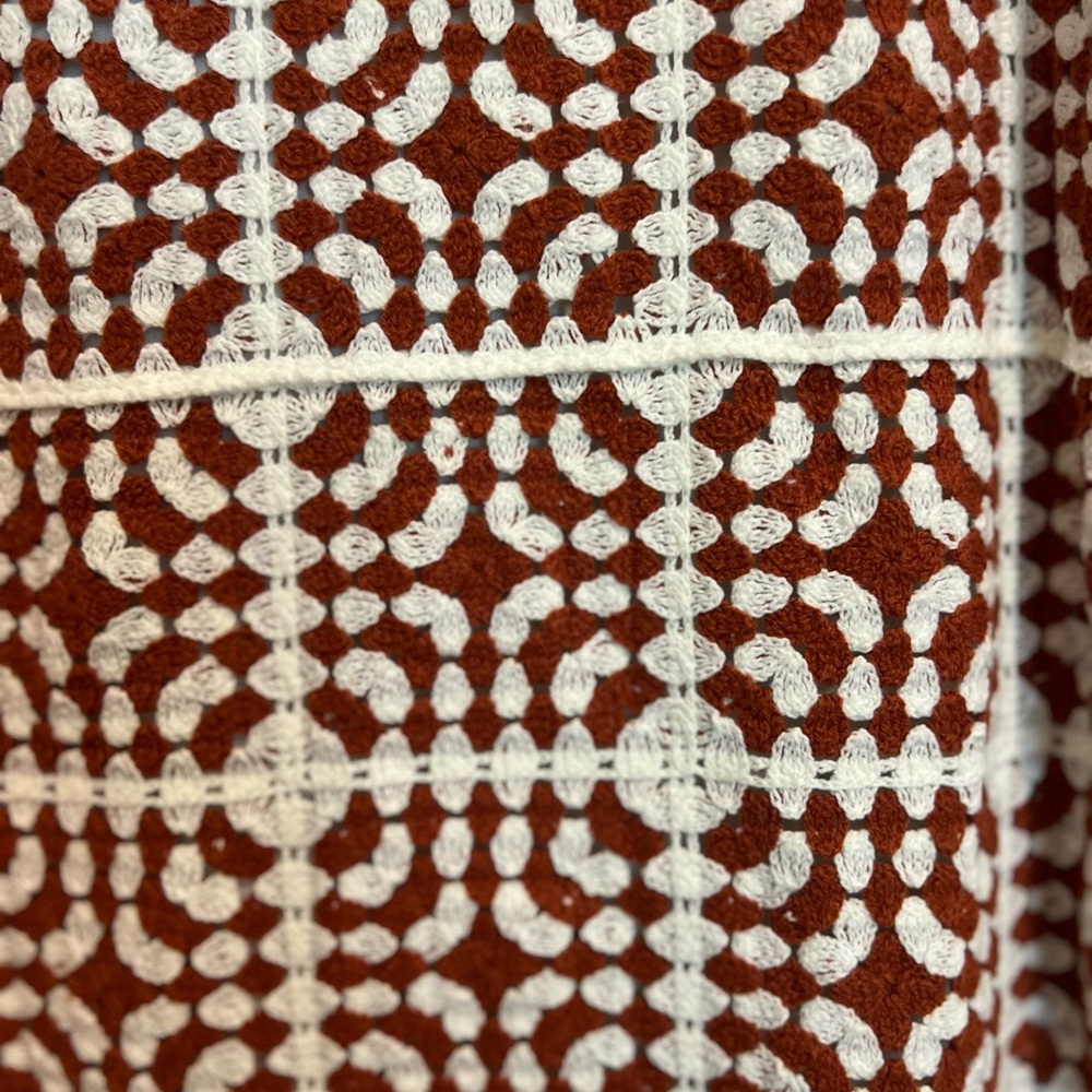 T.J.Maxx Burnt Orange/Rust and White Crochet Mini Dress - Picture 3 of 3